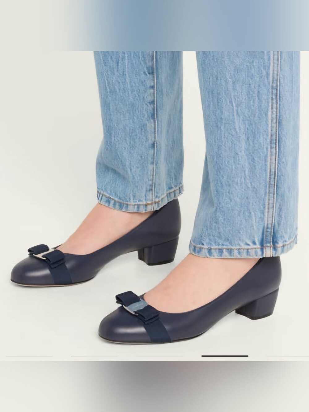 Salvatore Ferragamo Vara Leather Bow Low Pumps